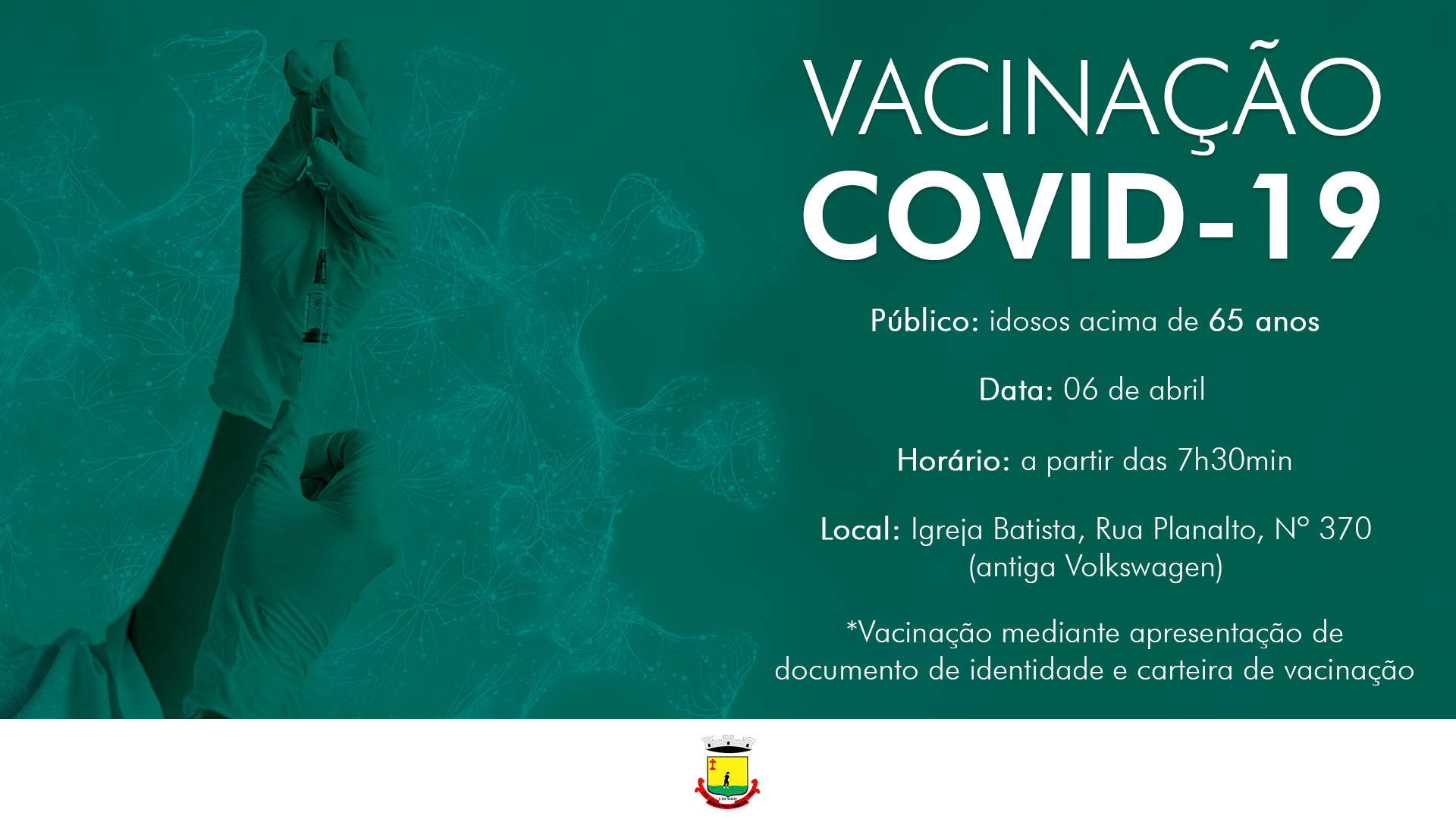 VACINAÇÃO CONTRA A COVID-19 EM IDOSOS COM MAIS DE 65 ANOS OCORRE AMANHÃ 